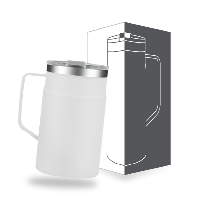 LOCK Stainless Steel Mug with Cover - 650ml White - Image 2