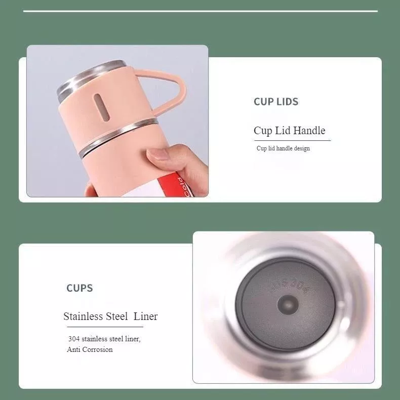 POLARA Duo Flask with Two Cups Set - (500ml | Pink) - Image 6