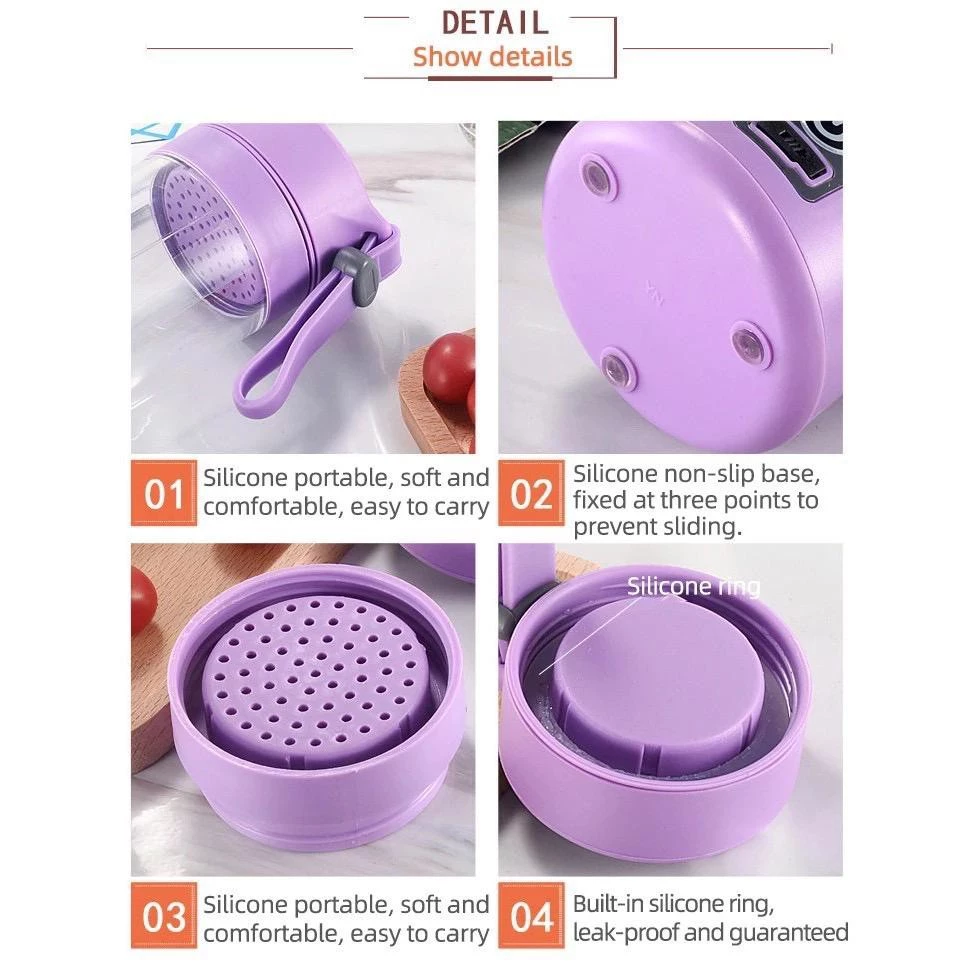 BLENDGO Portable & Rechargeable Juice Blender 380ml (6-Blades) - Purple - Image 3