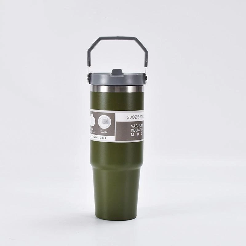 THERMOVA Stainless Steel Tumbler with Handle (890ml | Army Green)