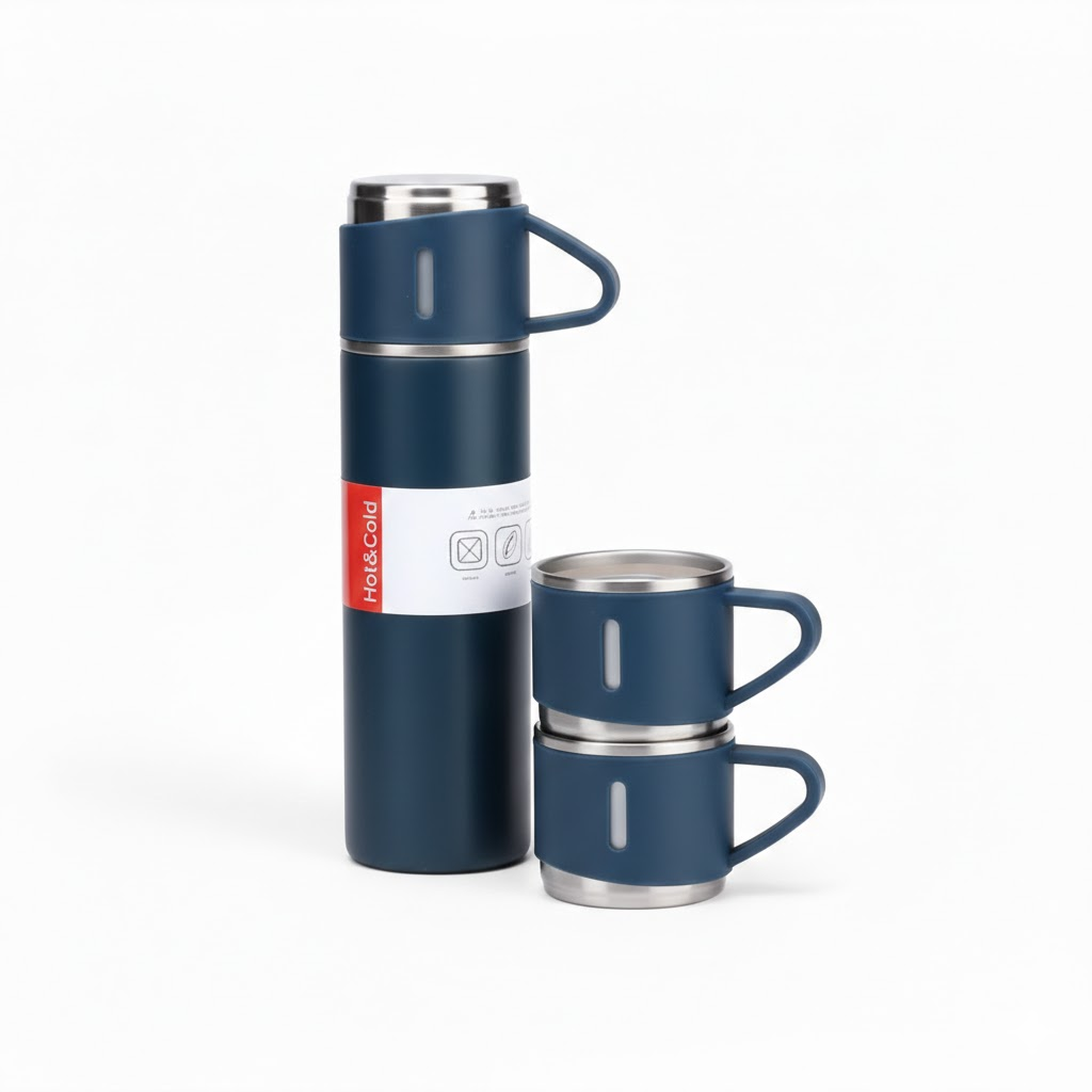 POLARA Duo Flask with Two Cups Set - (500ml | Blue)
