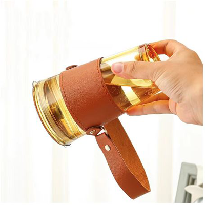 MONTE 3 Premium Color Glass Mug with PU Sleeve - 450ml - Image 4