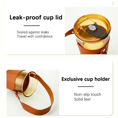 MONTE 3 Premium Color Glass Mug with PU Sleeve - 450ml - Image 5