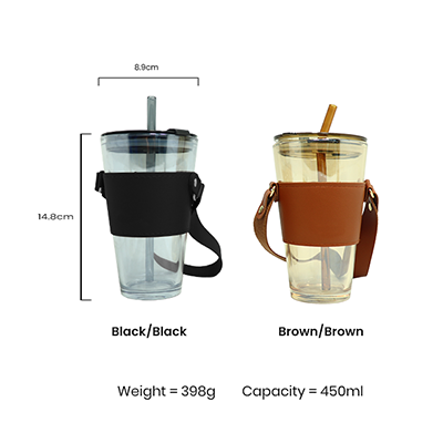 MONTE 3 Premium Color Glass Mug with PU Sleeve - 450ml - Image 7