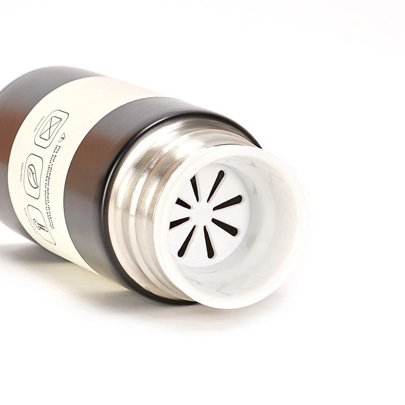 Thermos bottle 250ml with wooden design cap Black - Image 4