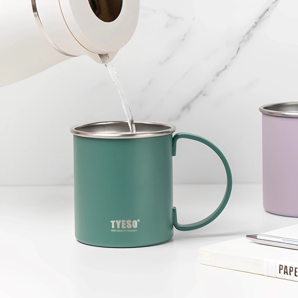 TYESO Hot And Cold Stainless Steel Insulated Thermal Coffee Cup Mug (473ml) Green - Image 5