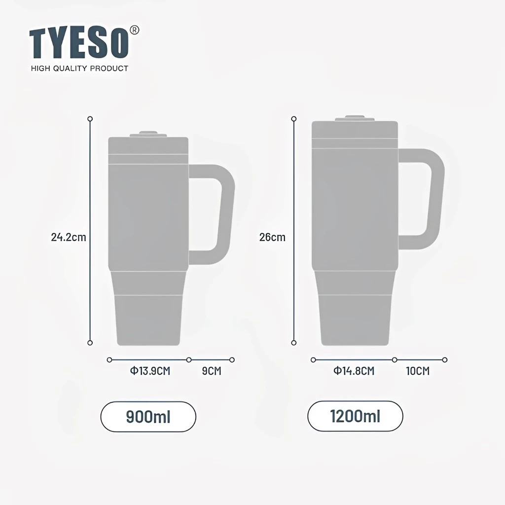 TYESO Keep Cold And Hot Vacuum Insulated Tumbler Water (1200ml) Grey - Image 3