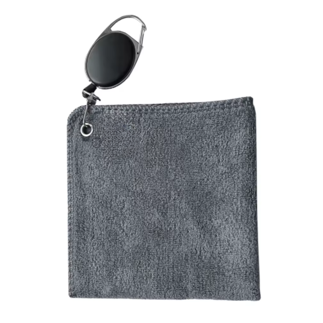 Golf Ball Towel with Hook - Black