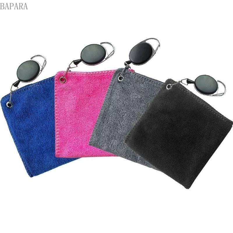 Golf Ball Towel with Hook - Black