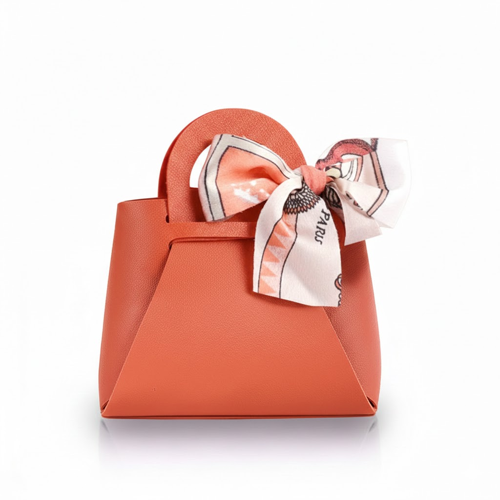 NÉRA Mini PU Leather Tote Doorgift Bag (13×12×5.5cm | Orange)