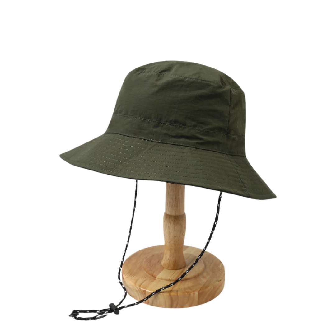 Bucket Hat with String - Breathable Waterproof Polyester - Green