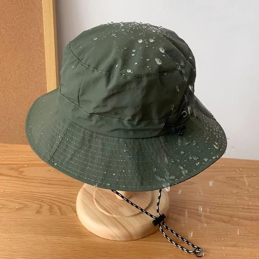 Bucket Hat with String - Breathable Waterproof Polyester - Green - Image 5