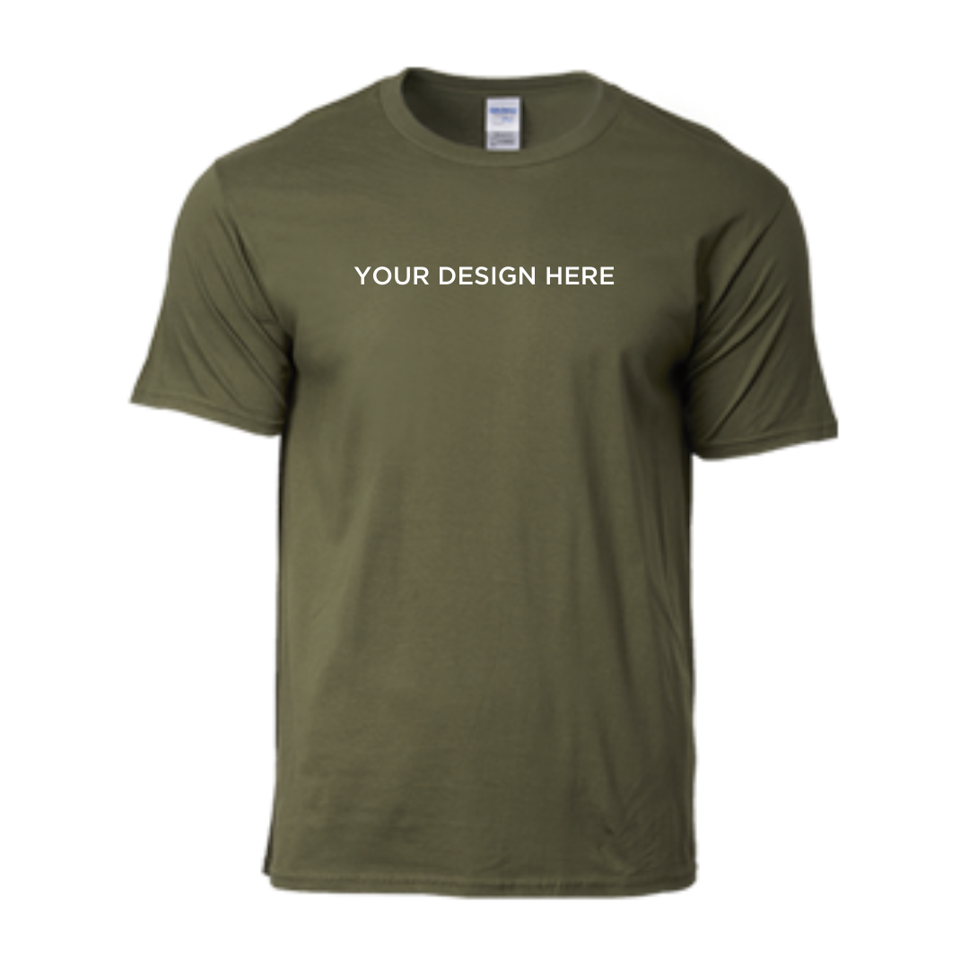 Round Neck T-Shirt - Ring Spun Cotton - 180gsm - Gildan | Military Green