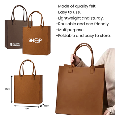 PR Felt Carry Color Bag – M Size - Light Brown