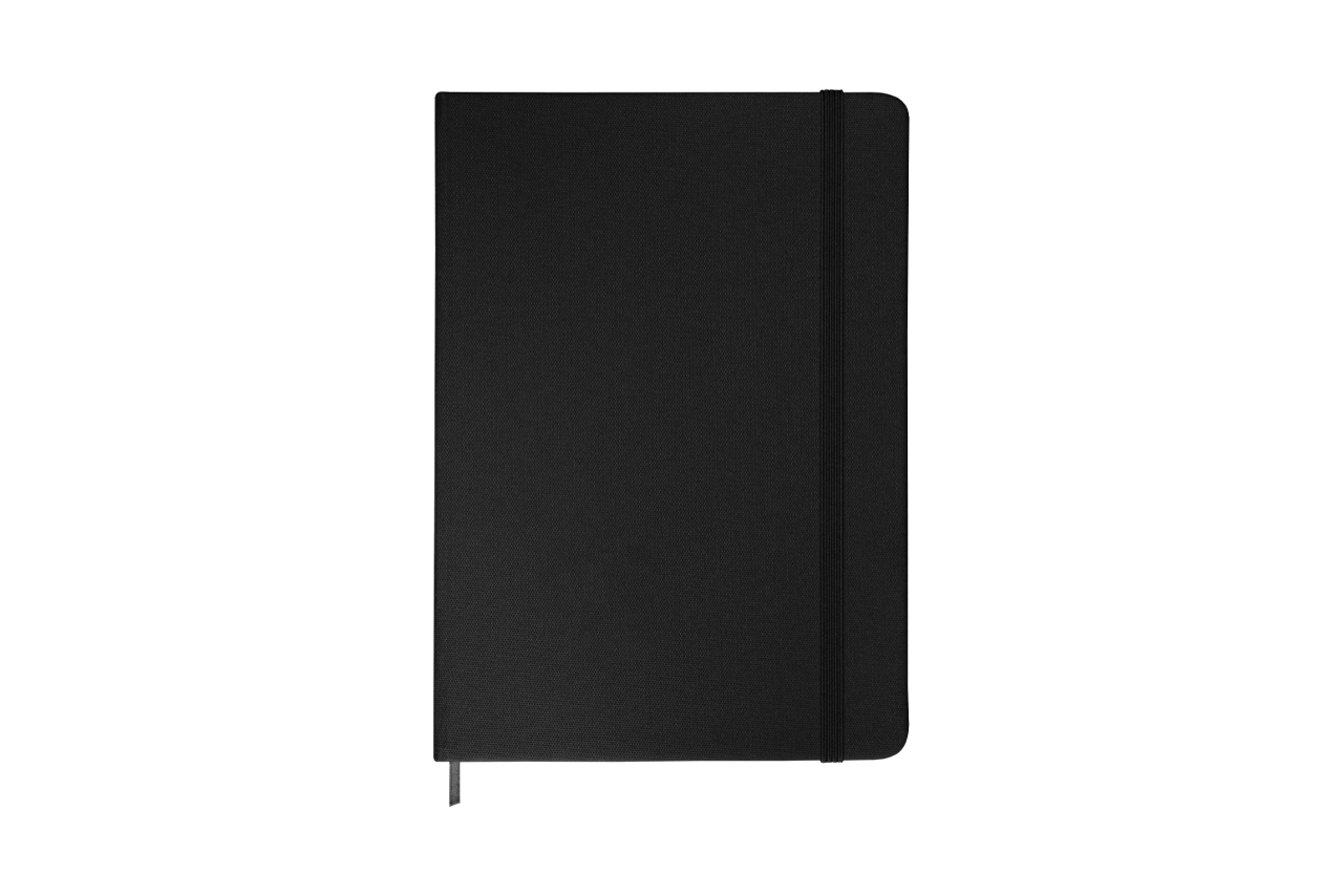 A5 Notebook - rPET Hardcover with Elastic Band and Ribbon Bookmark - 70gsm Paper - 80 Sheets - KARYA | Black