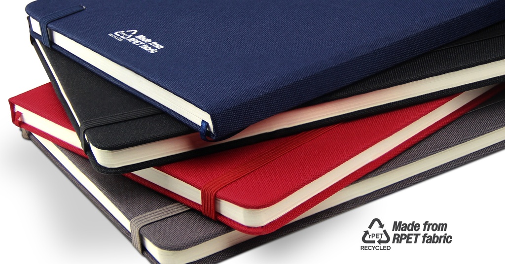 A5 Notebook - rPET Hardcover with Elastic Band and Ribbon Bookmark - 70gsm Paper - 80 Sheets - KARYA | Black - Image 4