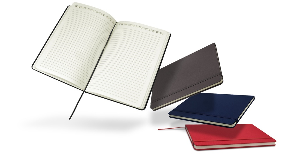 A5 Notebook - rPET Hardcover with Elastic Band and Ribbon Bookmark - 70gsm Paper - 80 Sheets - KARYA | Black - Image 5