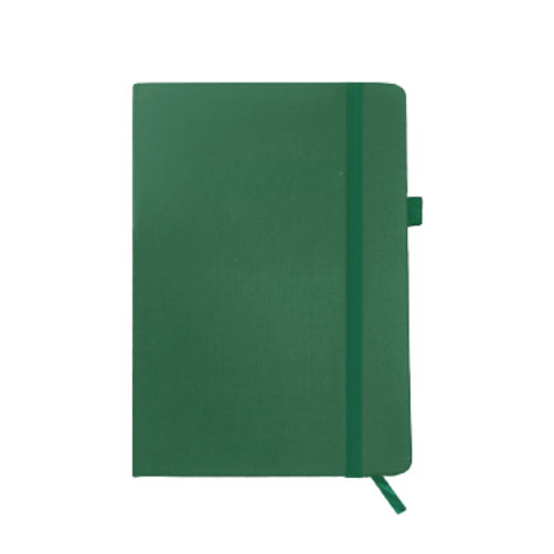 A5 Notebook - PU Fabric Hardcover with Elastic Band, Bookmark & Pen Loop - 80gsm Cream Paper - 100 Sheets | Green