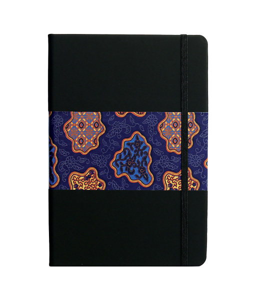 A5 Notebook - Batik PU Leather Hardcover with Elastic Band - BATIX | Blue Orange