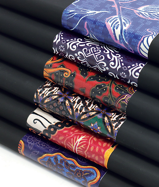 A5 Notebook - Batik PU Leather Hardcover with Elastic Band - BATIX | Blue Orange - Image 4