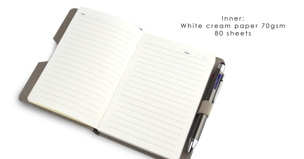 COVA | A5 Notebook - Eco Paper Hardcover with Pen Loop - 70gsm Lined Paper | Black - Image 3