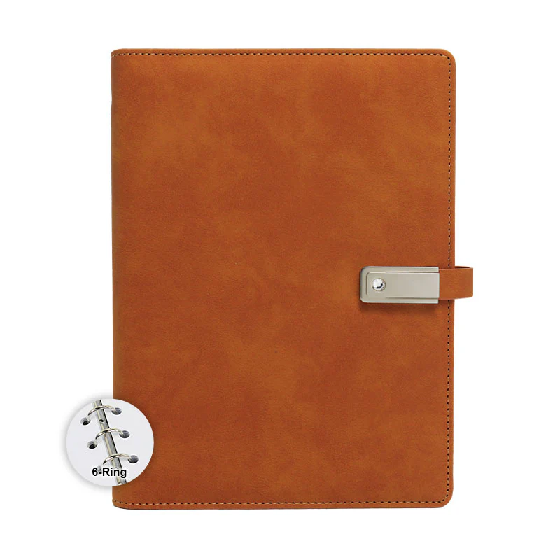 DMA-233 | A5 Planner Notebook - PU Leather Cover with Magnetic Closure - 6 Ring Binder | Brown