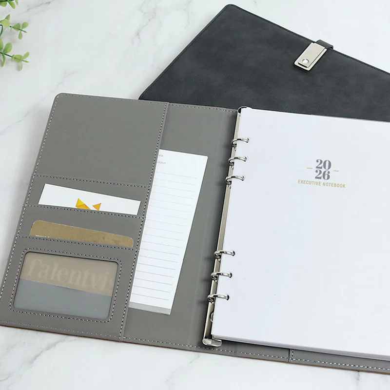 DMA-233 | A5 Planner Notebook - PU Leather Cover with Magnetic Closure - 6 Ring Binder | Brown - Image 3