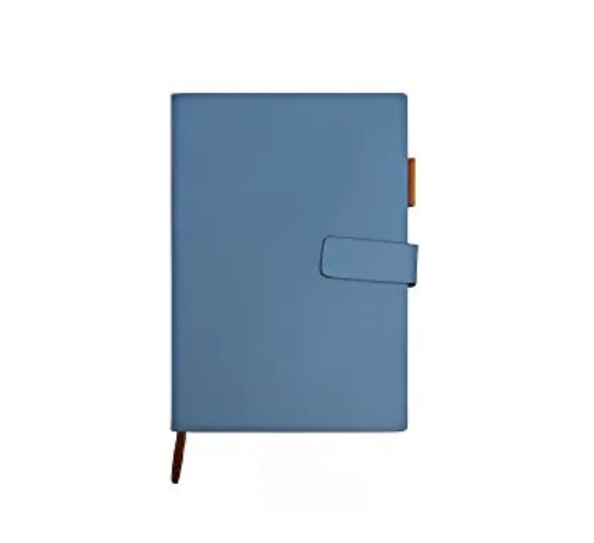 LUMEN | A5 Notebook - PU Leather Hardcover with Magnetic Closure, Bookmark & Pen Loop - 80gsm Cream Paper - 80 Sheets | Blue