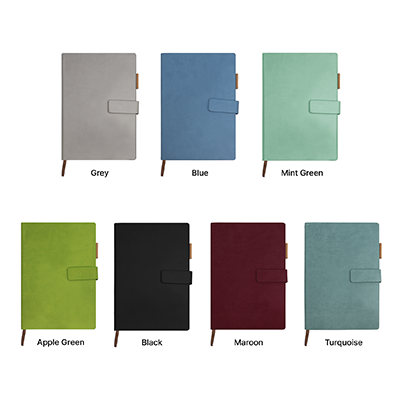LUMEN | A5 Notebook - PU Leather Hardcover with Magnetic Closure, Bookmark & Pen Loop - 80gsm Cream Paper - 80 Sheets | Blue - Image 2