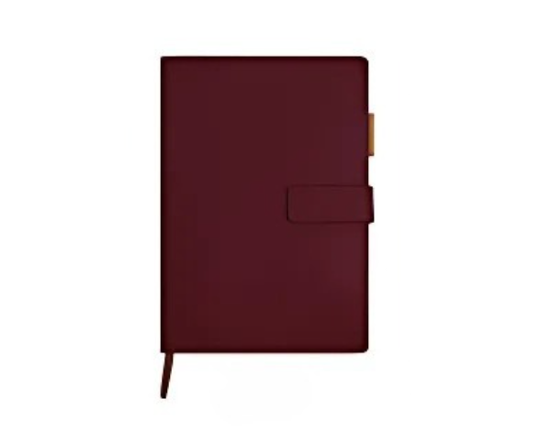 LUMEN | A5 Notebook - PU Leather Hardcover with Magnetic Closure, Bookmark & Pen Loop - 80gsm Cream Paper - 80 Sheets | Maroon