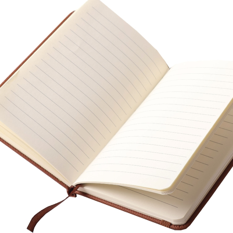 Small Notepad - PU Leather Hardcover with Bookmark - Image 2