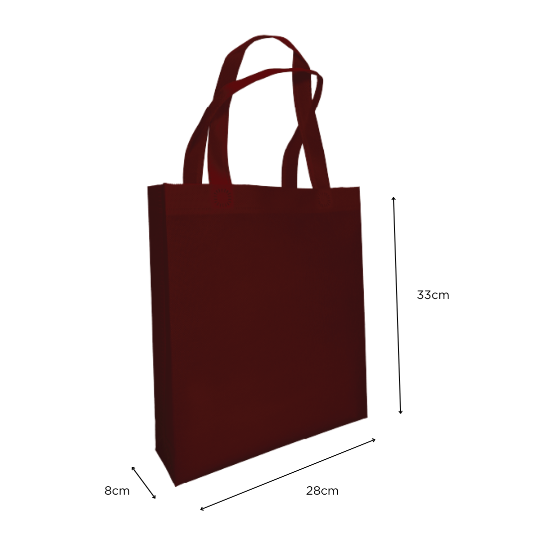 CLASSIX U | Non Woven Bag - Portrait (A4) - 28 x 33 x 8 cm - 90gsm - Ultrasonic Finishing | Maroon - Image 2