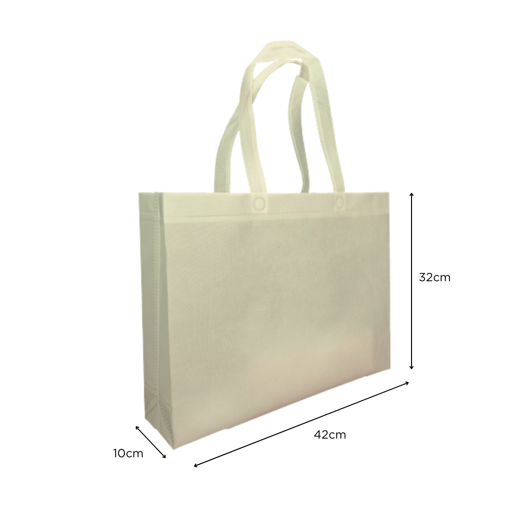 LARGE | Non Woven Bag - Landscape (A3) - 42 x 32 x 10 cm - 90gsm | Beige - Image 2