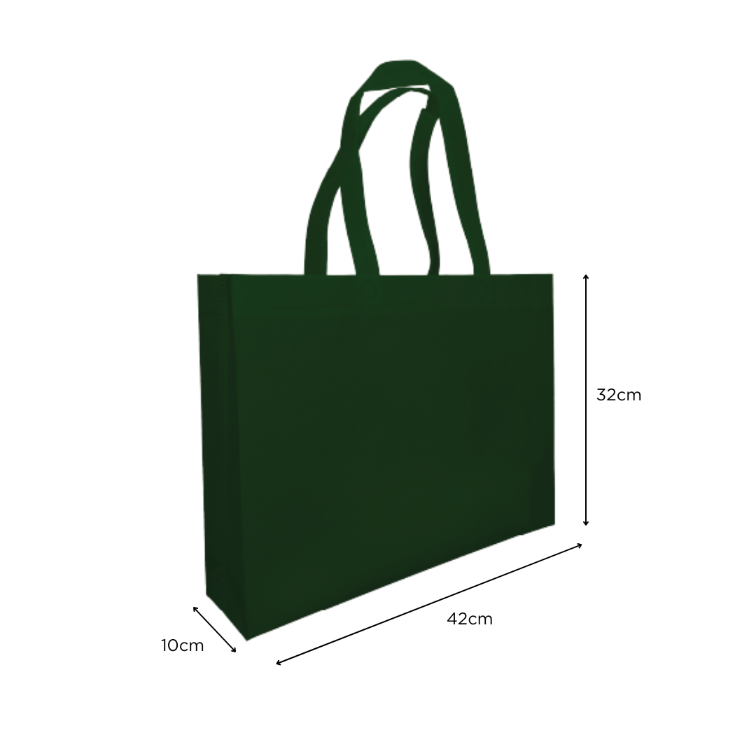 LARGE | Non Woven Bag - Landscape (A3) - 42 x 32 x 10 cm - 90gsm | Dark Green - Image 2