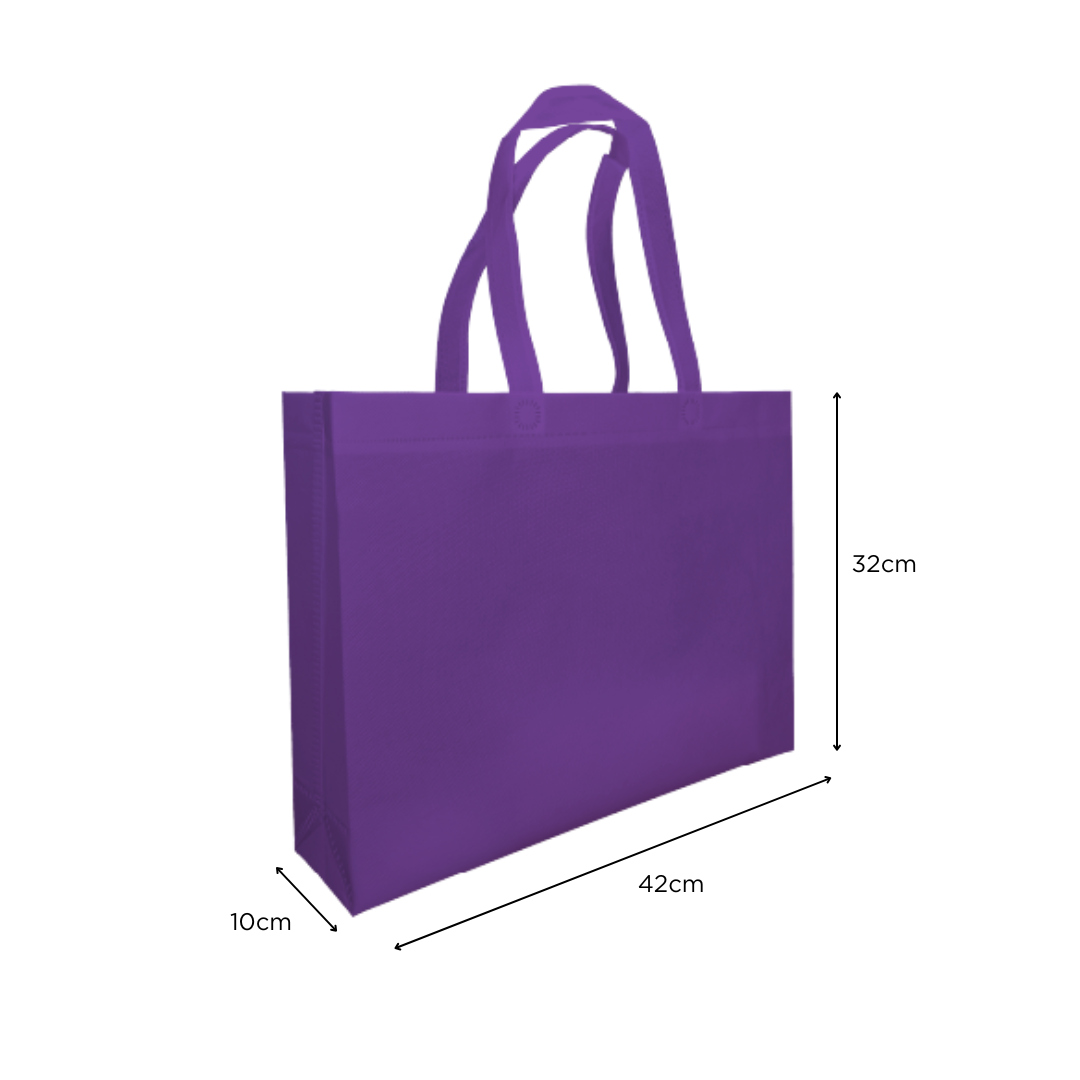 LARGE | Non Woven Bag - Landscape (A3) - 42 x 32 x 10 cm - 90gsm | Dark Purple - Image 2