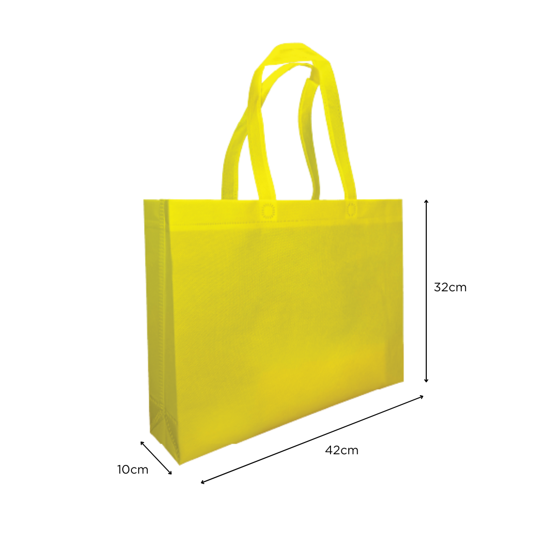 LARGE | Non Woven Bag - Landscape (A3) - 42 x 32 x 10 cm - 90gsm | Yellow - Image 2