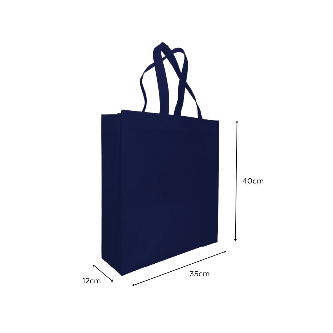 MEDIUM | Non Woven Bag - Portrait - 35 x 40 x 12 cm - 90gsm | Navy Blue - Image 2