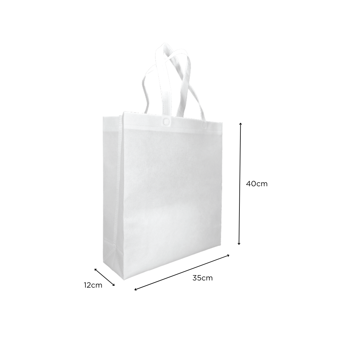 MEDIUM | Non Woven Bag - Portrait - 35 x 40 x 12 cm - 90gsm | White - Image 2
