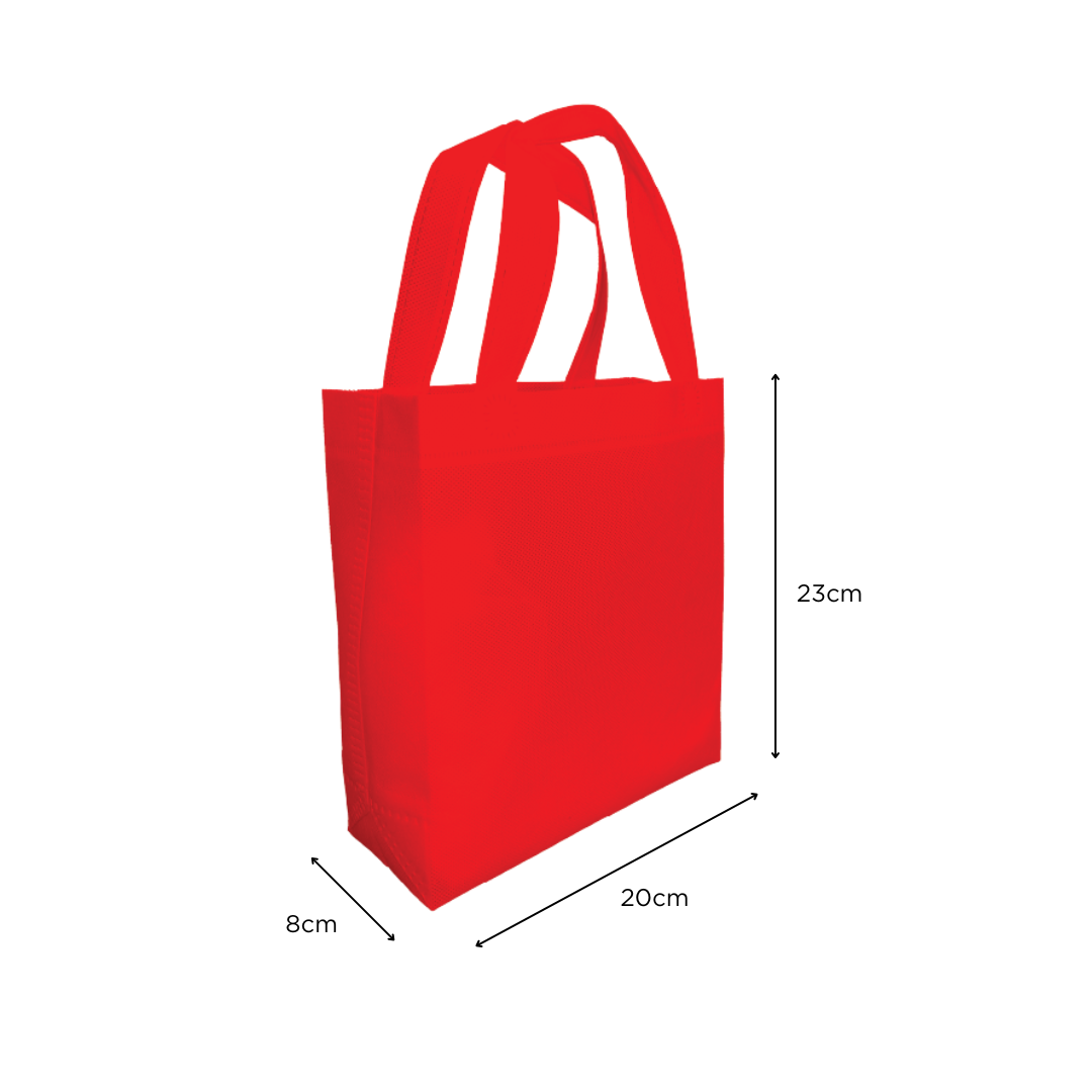 SMALL | Non Woven Bag - Portrait - 20 x 23 x 8 cm - 90gsm | Red - Image 2