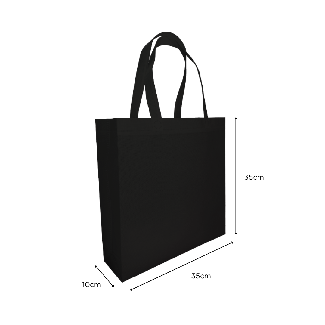 SQUARE | Non Woven Bag - Square - 35 x 35 x 10 cm - 90gsm | Black - Image 2