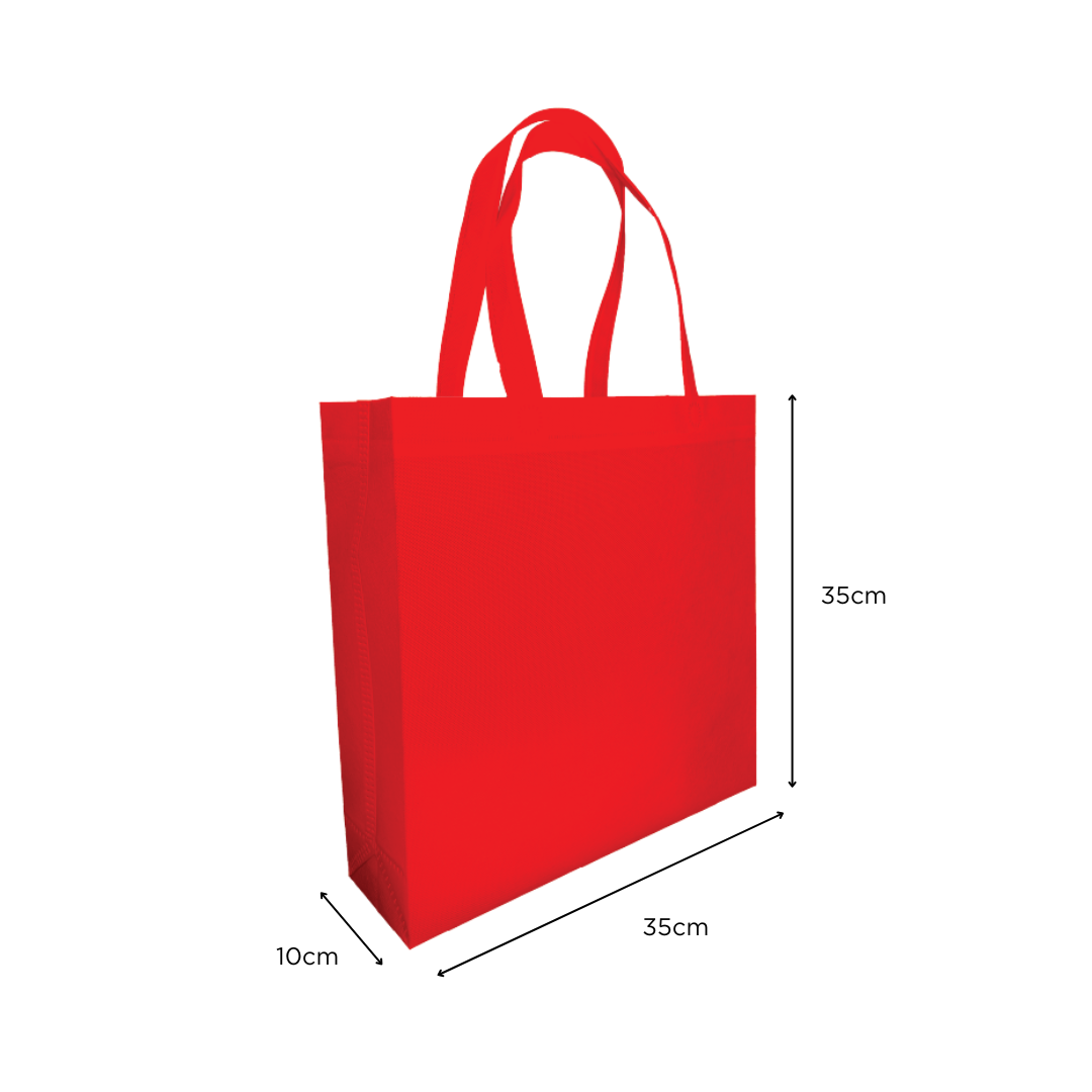 SQUARE | Non Woven Bag - Square - 35 x 35 x 10 cm - 90gsm | Red - Image 2