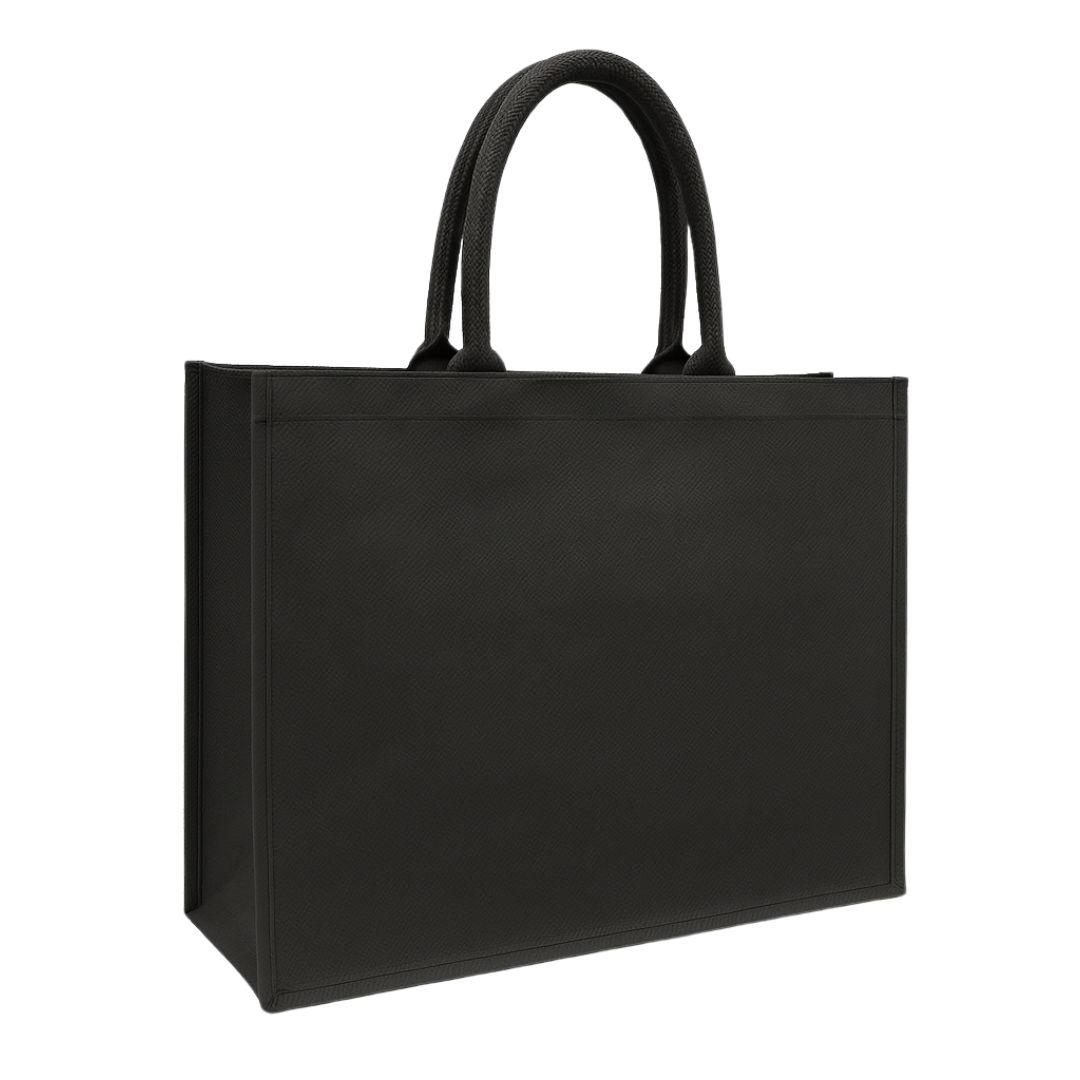 SOLID | Laminated Canvas Tote Bag - Landscape - 41 × 35 × 15 cm - 10oz | Black