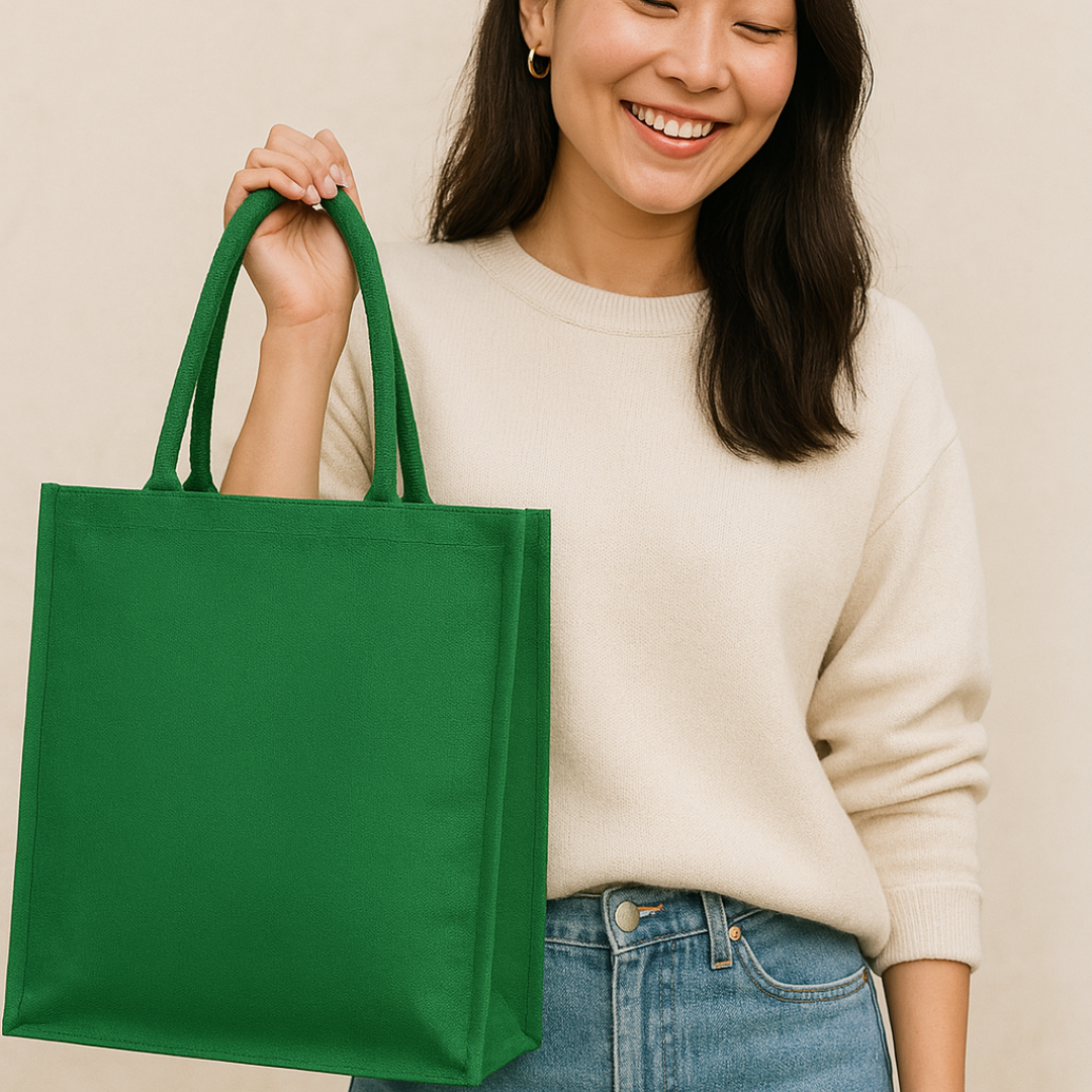 SOLID | Laminated Canvas Tote Bag - Landscape - 41 × 35 × 15 cm - 10oz | Black - Image 3