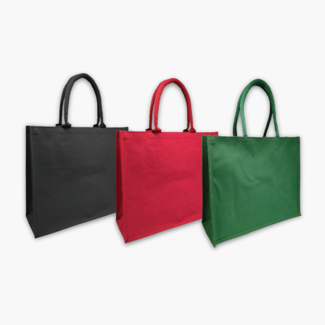 SOLID | Laminated Canvas Tote Bag - Landscape - 41 × 35 × 15 cm - 10oz | Black - Image 4