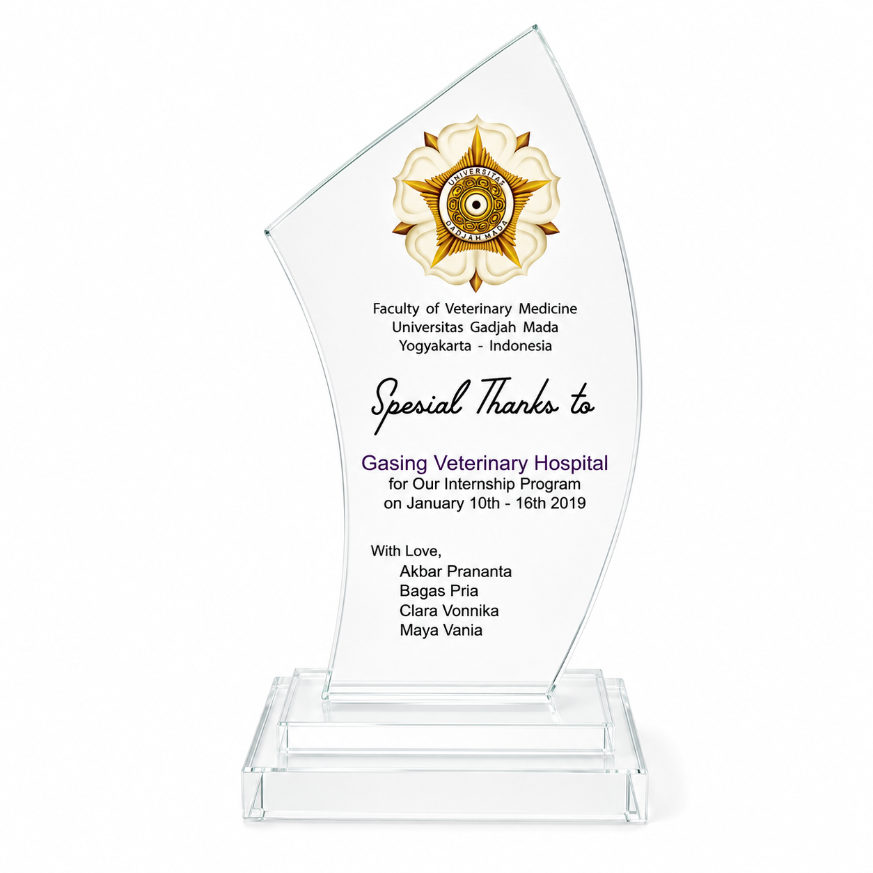 Solstice Arc Crystal Plaque 9*5*20cm