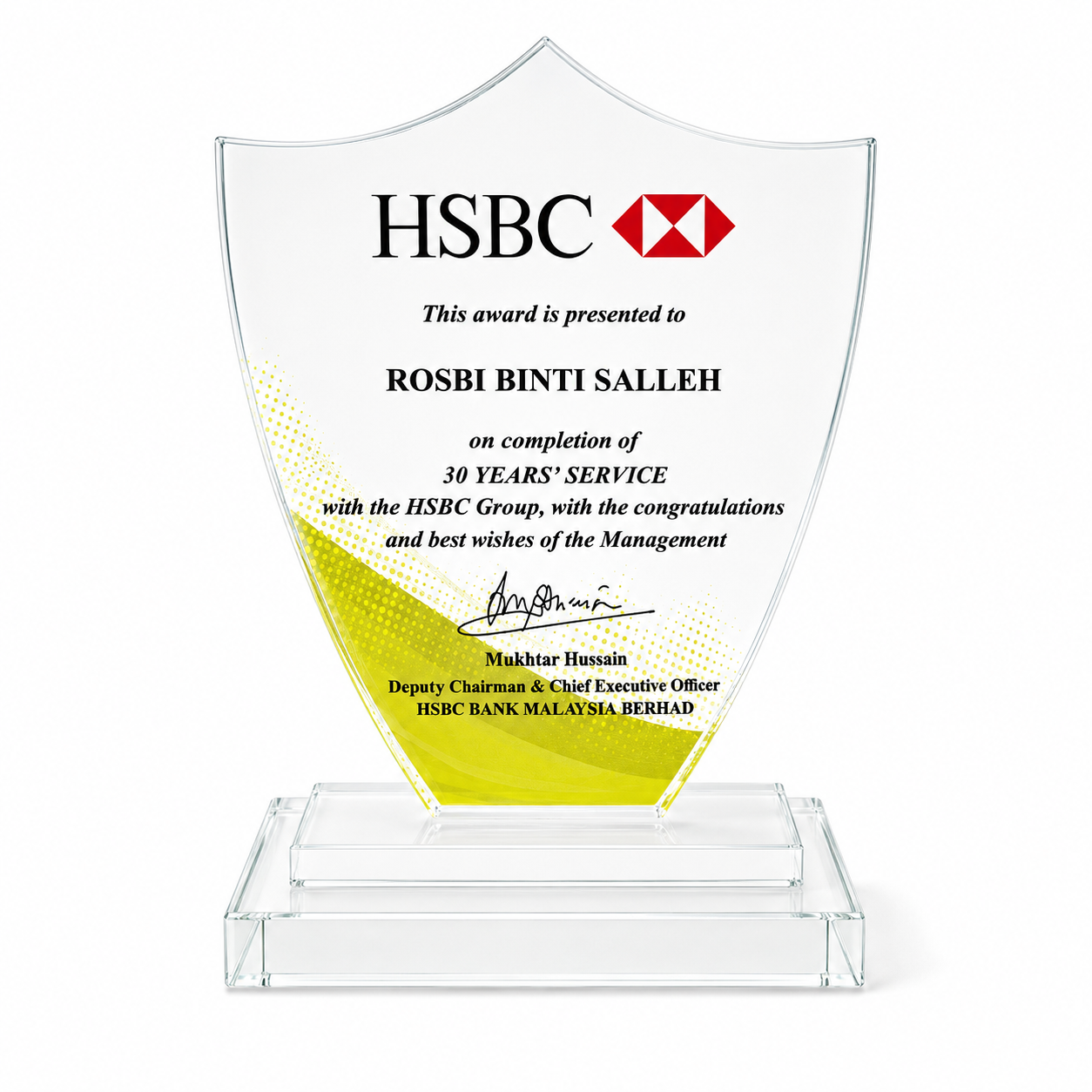 Shieldmark Crystal Plaque 9.5*5*13.5cm