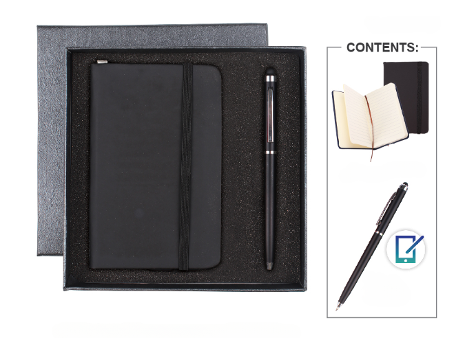 POCKET Notebook & Stylus Pen Set (Black)