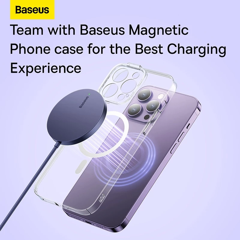 BASEUS 15W Magnetic Wireless Charger – Fast Charging for iPhone 12 & Above