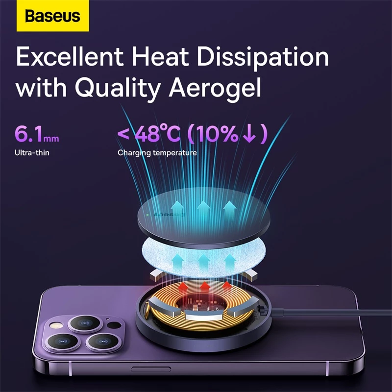 BASEUS 15W Magnetic Wireless Charger – Fast Charging for iPhone 12 & Above