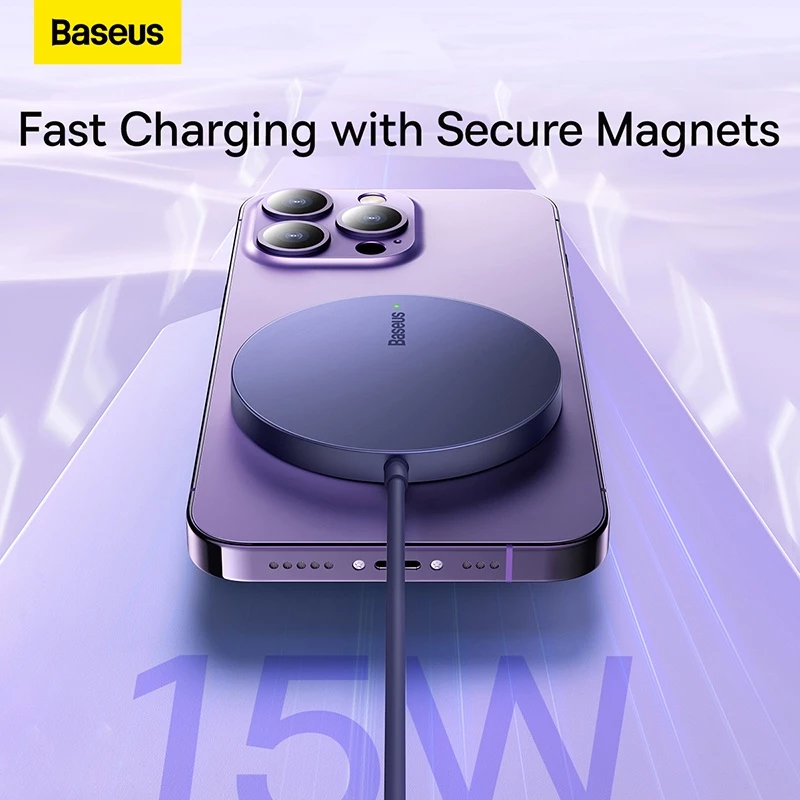 BASEUS 15W Magnetic Wireless Charger – Fast Charging for iPhone 12 & Above